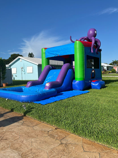 Octopus Combo Bounce House, Slide & Pool