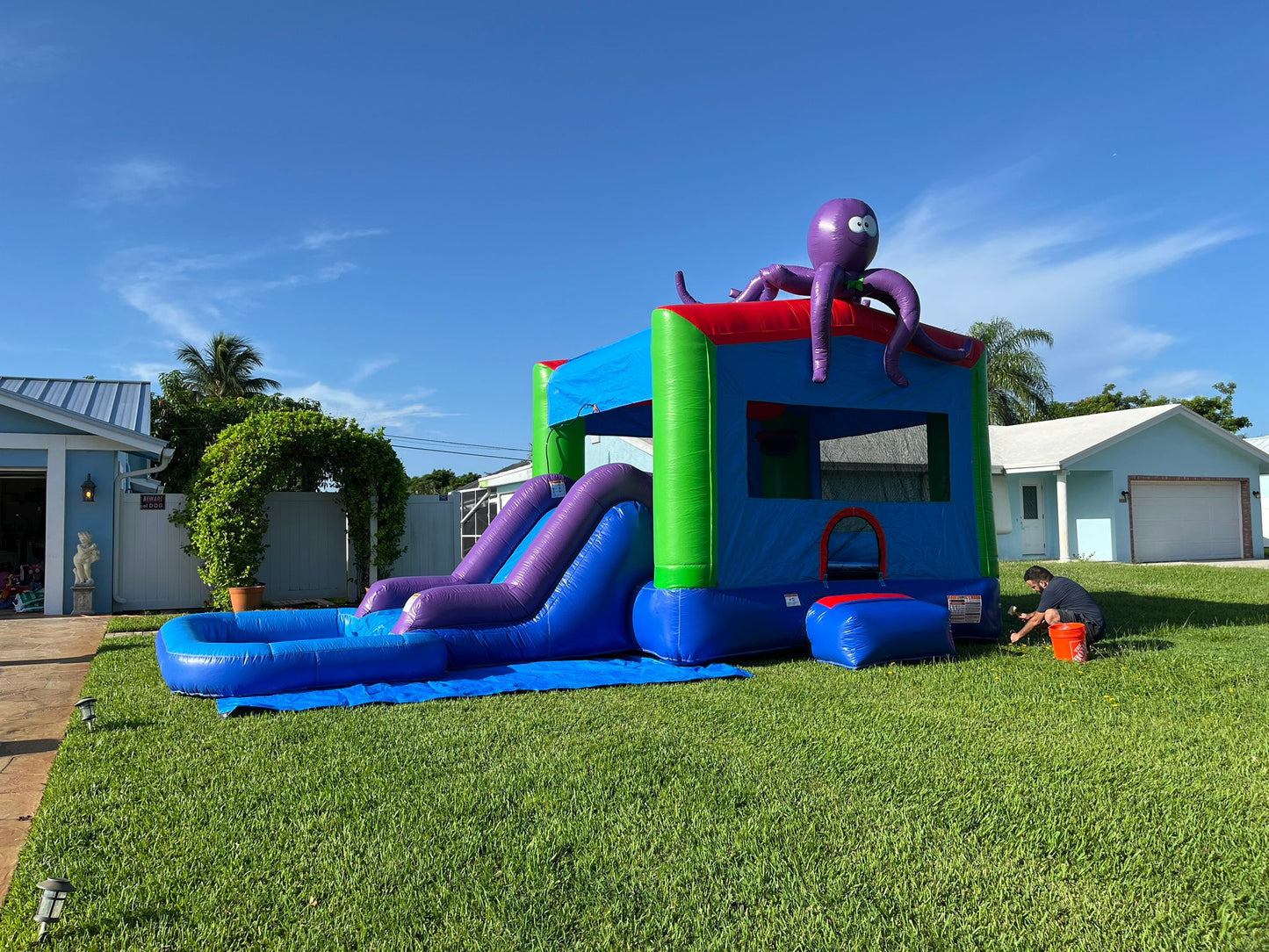 Octopus Combo Bounce House, Slide & Pool