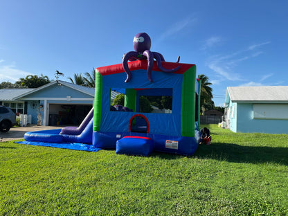 Octopus Combo Bounce House, Slide & Pool