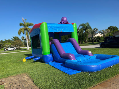 Octopus Combo Bounce House, Slide & Pool