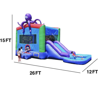 Octopus Combo Bounce House, Slide & Pool