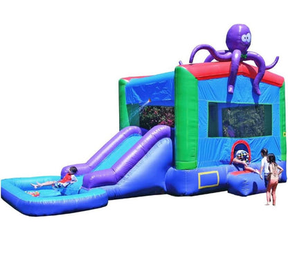 Octopus Combo Bounce House, Slide & Pool